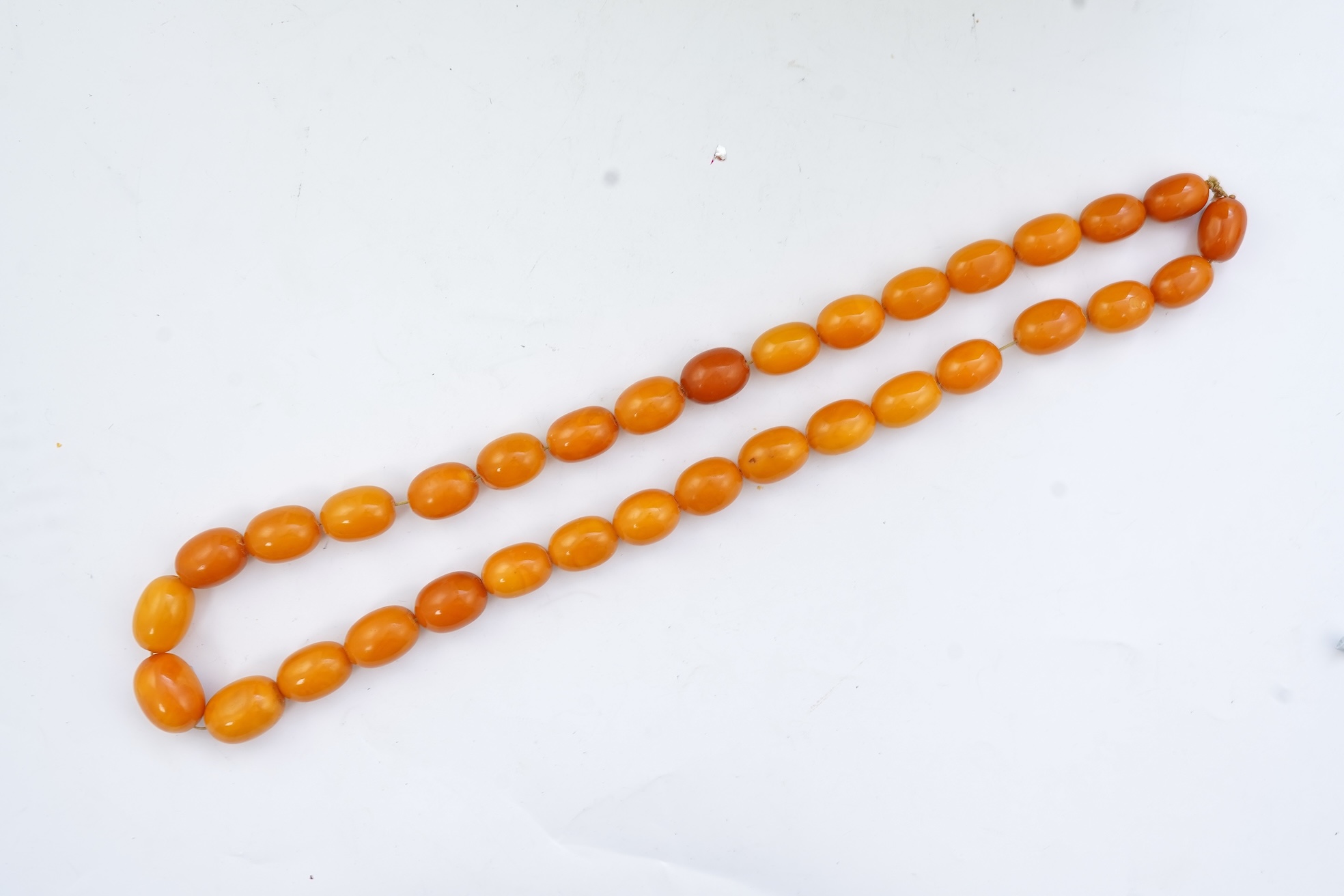 An amber bead necklace